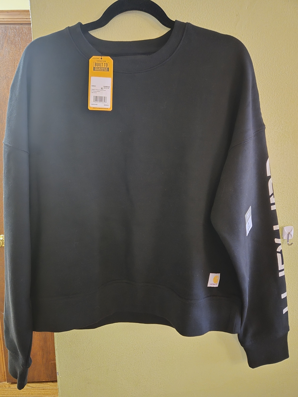 Carhartt Black Women's Crewneck Sweatshirt with Sleeve Script
